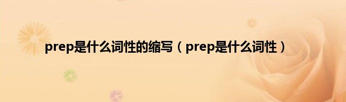 prep是是什么词性的缩写（prep是是什么词性）