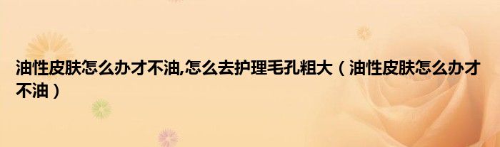 油性皮肤怎么办才不油,怎么去护理毛孔粗大（油性皮肤怎么办才不油）