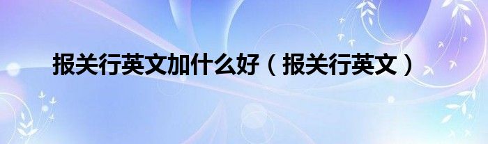 报关行英文加是什么好（报关行英文）