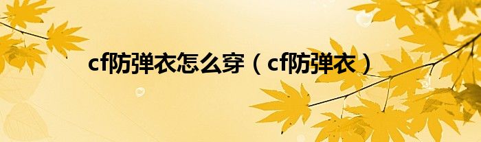 cf防弹衣怎么穿（cf防弹衣）