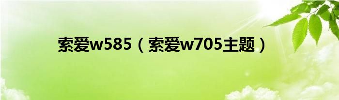 索爱w585（索爱w705主题）