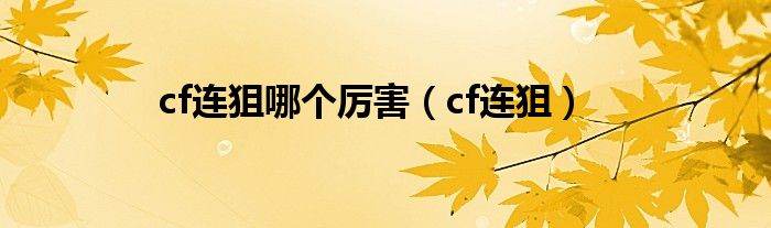 cf连狙哪个厉害（cf连狙）