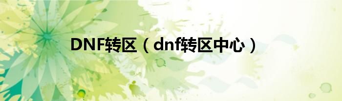 DNF转区（dnf转区中心）