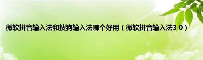 微软拼音输入法和搜狗输入法哪个好用（微软拼音输入法3 0）