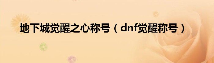 地下城觉醒之心称号（dnf觉醒称号）