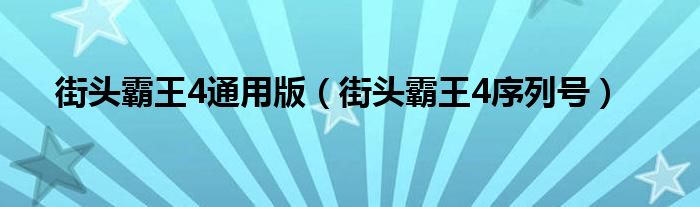 街头霸王4通用版（街头霸王4序列号）