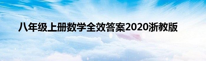 八年级上册数学全效答案2020浙教版