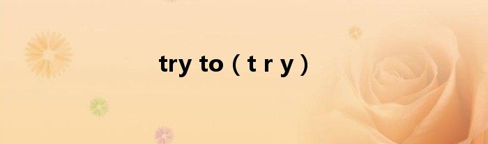 try to（t r y）