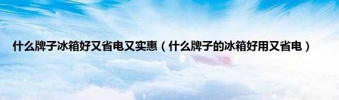 是什么牌子冰箱好又省电又实惠（是什么牌子的冰箱好用又省电）