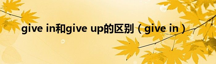 give in和give up的区别（give in）