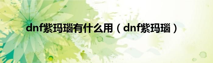 dnf紫玛瑙有是什么用（dnf紫玛瑙）