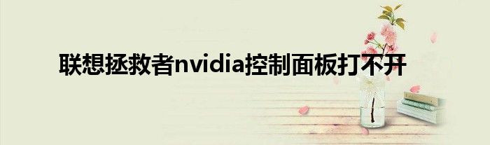 联想拯救者nvidia控制面板打不开