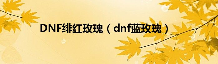 DNF绯红玫瑰（dnf蓝玫瑰）