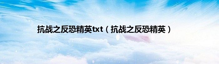 抗战之反恐精英txt（抗战之反恐精英）