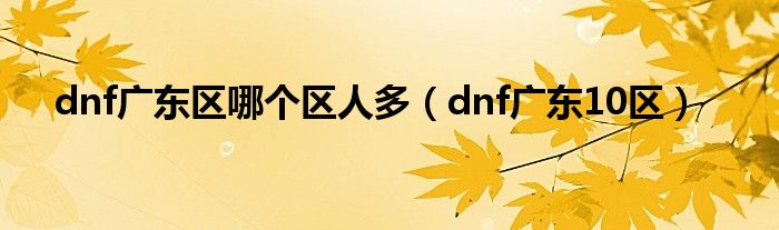 dnf广东区哪个区人多（dnf广东10区）