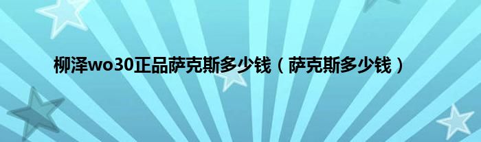 柳泽wo30正品萨克斯多少钱（萨克斯多少钱）