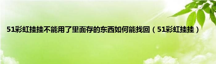 51彩虹挂挂不能用了里面存的东西如何能找回（51彩虹挂挂）