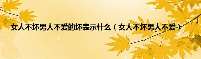 女人不坏男人不爱的坏表示是什么（女人不坏男人不爱）