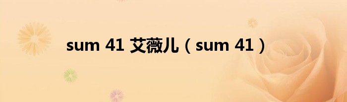 sum 41 艾薇儿（sum 41）