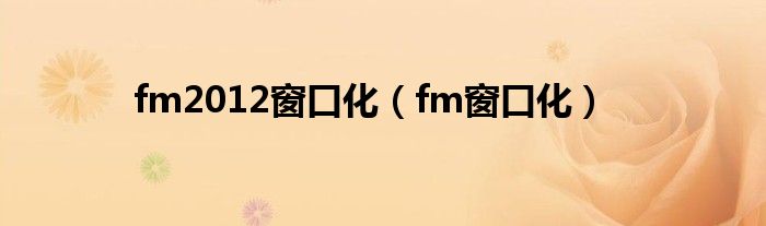 fm2012窗口化（fm窗口化）