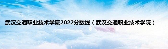 武汉交通职业技术学院2022分数线（武汉交通职业技术学院）