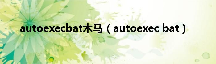 autoexecbat木马（autoexec bat）