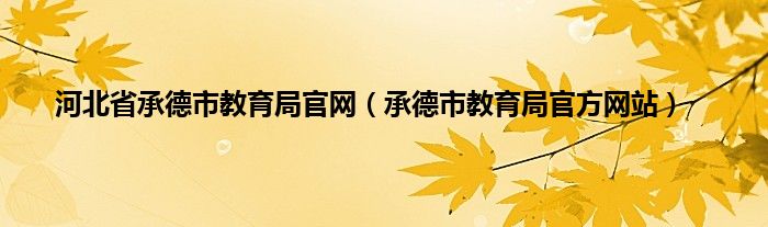 河北省承德市教育局官网（承德市教育局官方网站）