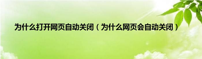 为是什么打开网页自动关闭（为是什么网页会自动关闭）