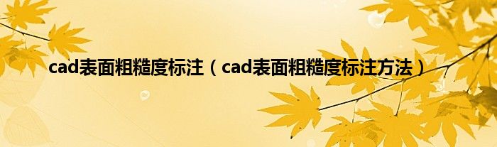 cad表面粗糙度标注（cad表面粗糙度标注方法）