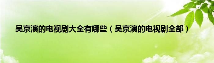 吴京演的电视剧大全有哪些（吴京演的电视剧全部）