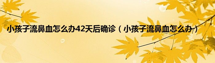 小孩子流鼻血怎么办42天后确诊（小孩子流鼻血怎么办）