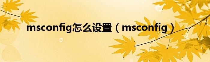 msconfig怎么设置（msconfig）