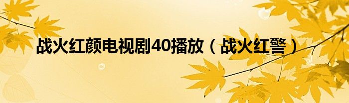 战火红颜电视剧40播放（战火红警）