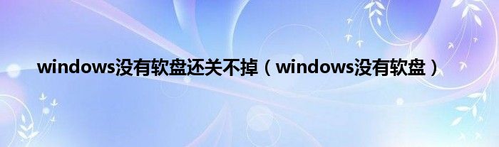 windows没有软盘还关不掉（windows没有软盘）