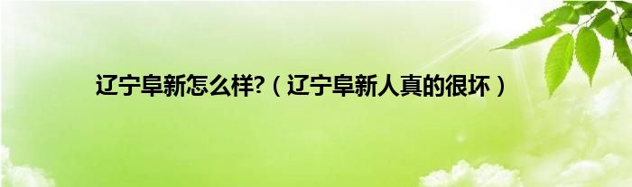 辽宁阜新怎么样?（辽宁阜新人真的很坏）