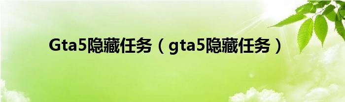 Gta5隐藏任务（gta5隐藏任务）