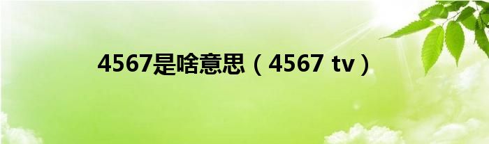 4567是啥意思（4567 tv）