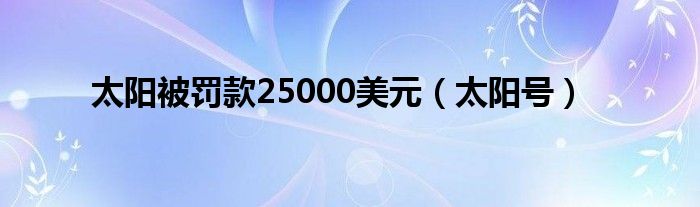 太阳被罚款25000美元（太阳号）