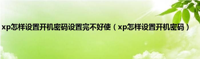 xp怎样设置开机密码设置完不好使（xp怎样设置开机密码）