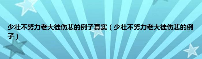 少壮不努力老大徒伤悲的例子真实（少壮不努力老大徒伤悲的例子）