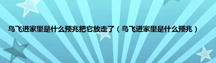 鸟飞进家里是是什么预兆把它放走了（鸟飞进家里是是什么预兆）