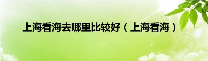 上海看海去哪里比较好（上海看海）