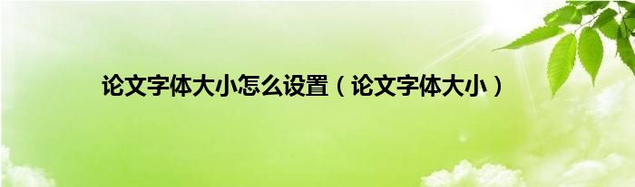 论文字体大小怎么设置（论文字体大小）