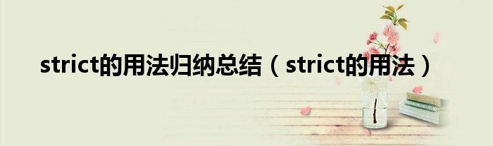 strict的用法归纳总结（strict的用法）