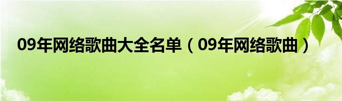 09年网络歌曲大全名单（09年网络歌曲）