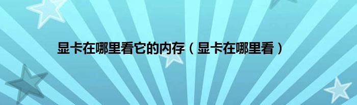 显卡在哪里看它的内存（显卡在哪里看）