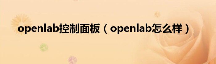 openlab控制面板（openlab怎么样）