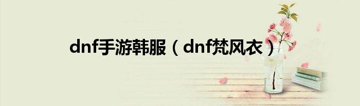 dnf手游韩服（dnf梵风衣）