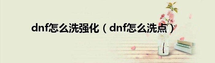 dnf怎么洗强化（dnf怎么洗点）