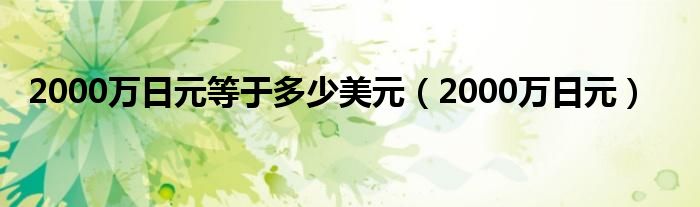 2000万日元等于多少美元（2000万日元）